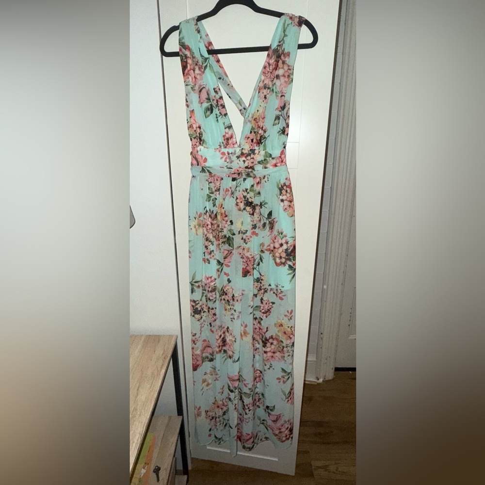Floral Maxi Dress in Mint Green